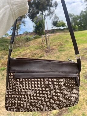 Cerruti 1881 Brown Logo Monogram Shoulder Bag